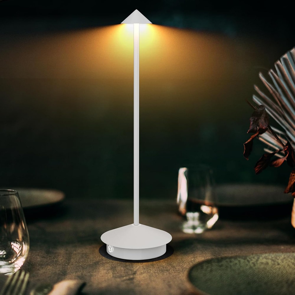 LED-bordlampe i aluminium med justerbar lysstyrke og USB-opladning - Hvid