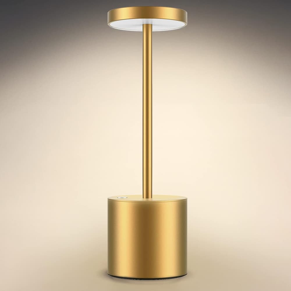 LED-bordlampe i aluminium med to lysniveauer og USB-opladning - Guld
