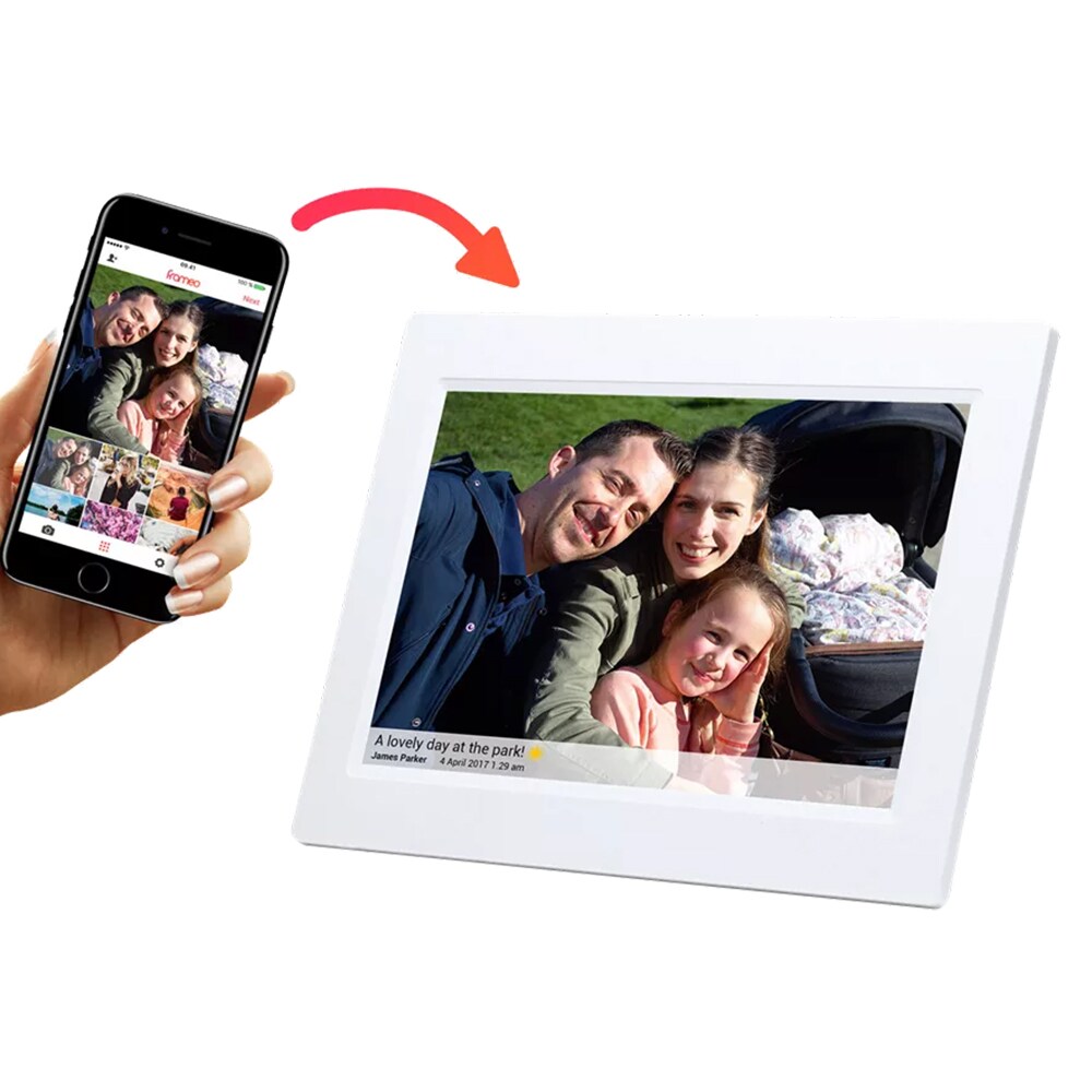 DENVER 10,1" smart fotoramme med berøringsskærm og Wi-Fi-understøttelse - Hvid