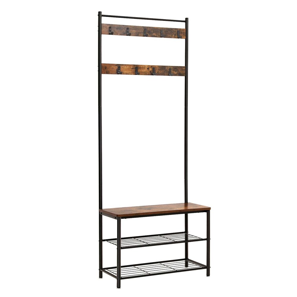 Knagerække med bænk og skohylde i industrielt design - 177 cm