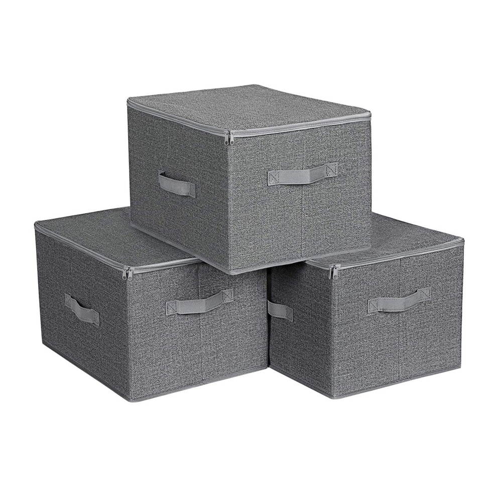 Sammenklappelige opbevaringskasser i filt 3-pak 40 x 30 x 25 cm