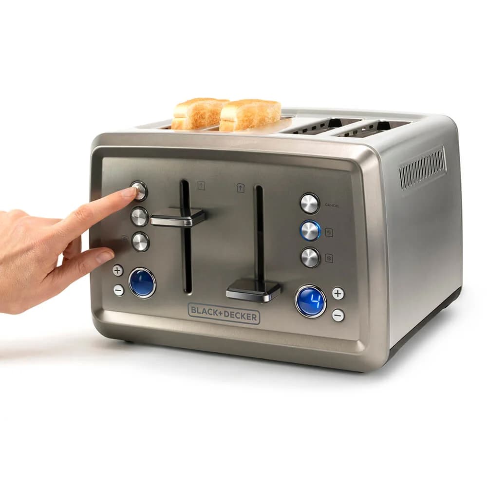 Black+Decker brødrister til 4 skiver 1960W - børstet stål