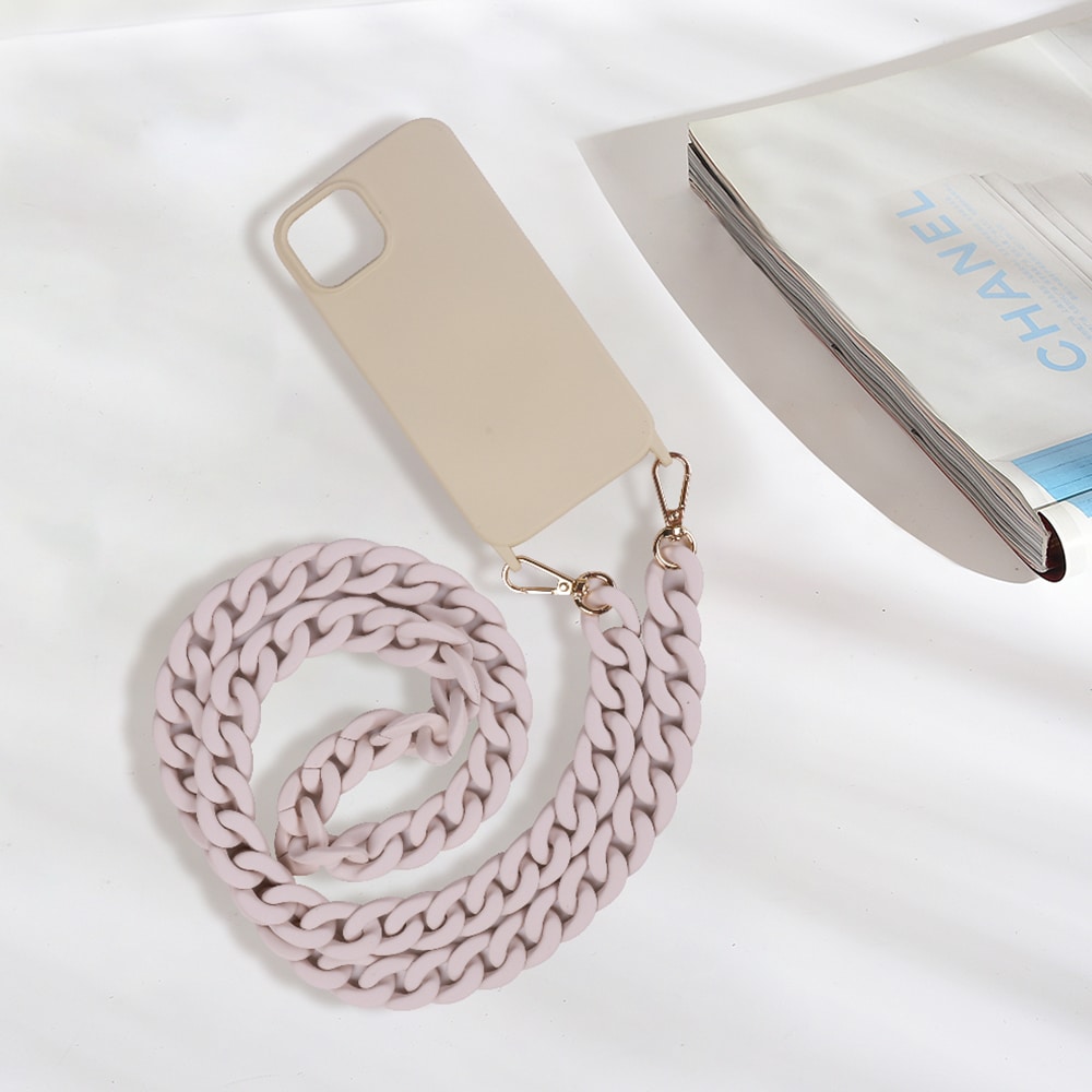 Mobiletui med bærestrop til iPhone 15 - Beige