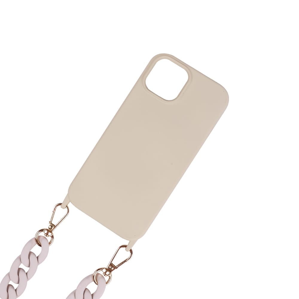 Mobiletui med bærestrop til iPhone 15 - Beige
