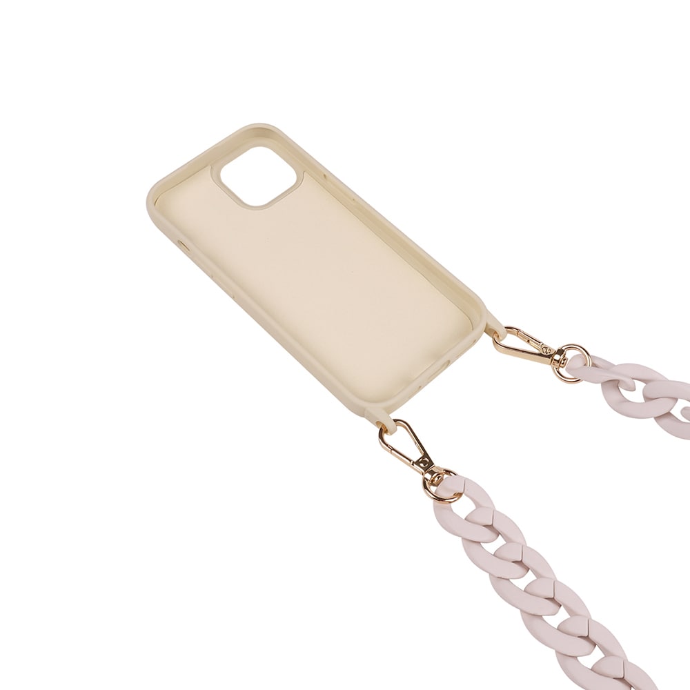 Mobiletui med bærestrop til iPhone 15 - Beige
