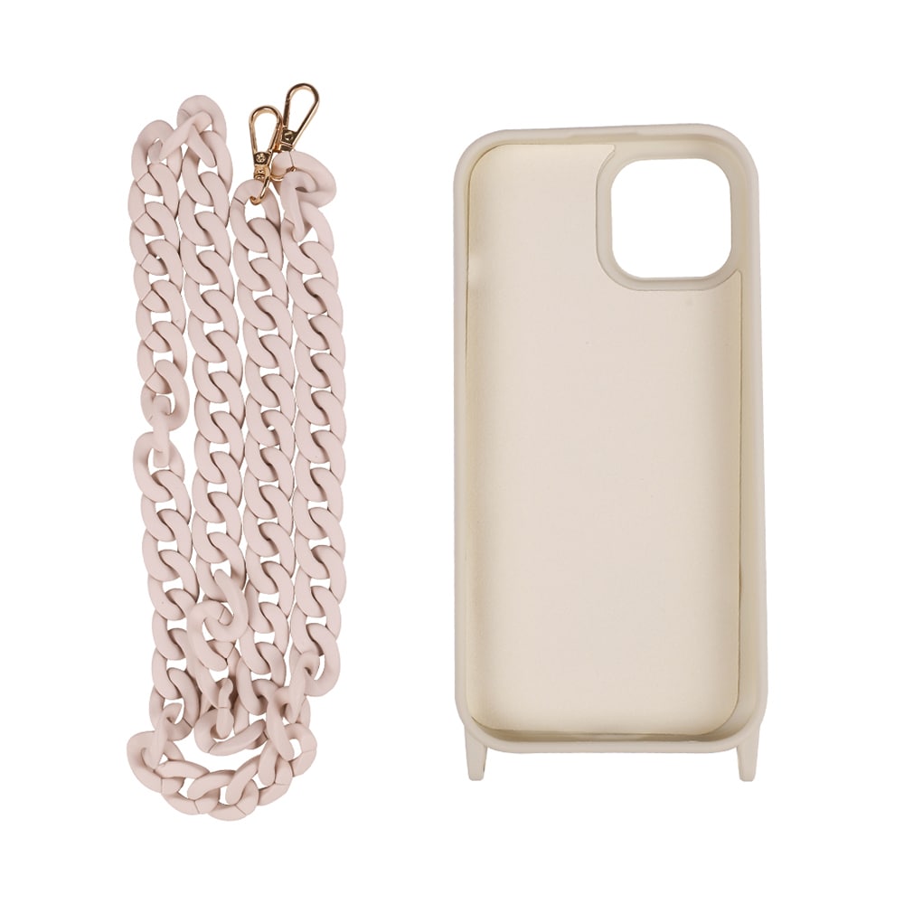 Mobiletui med bærestrop til iPhone 15 - Beige