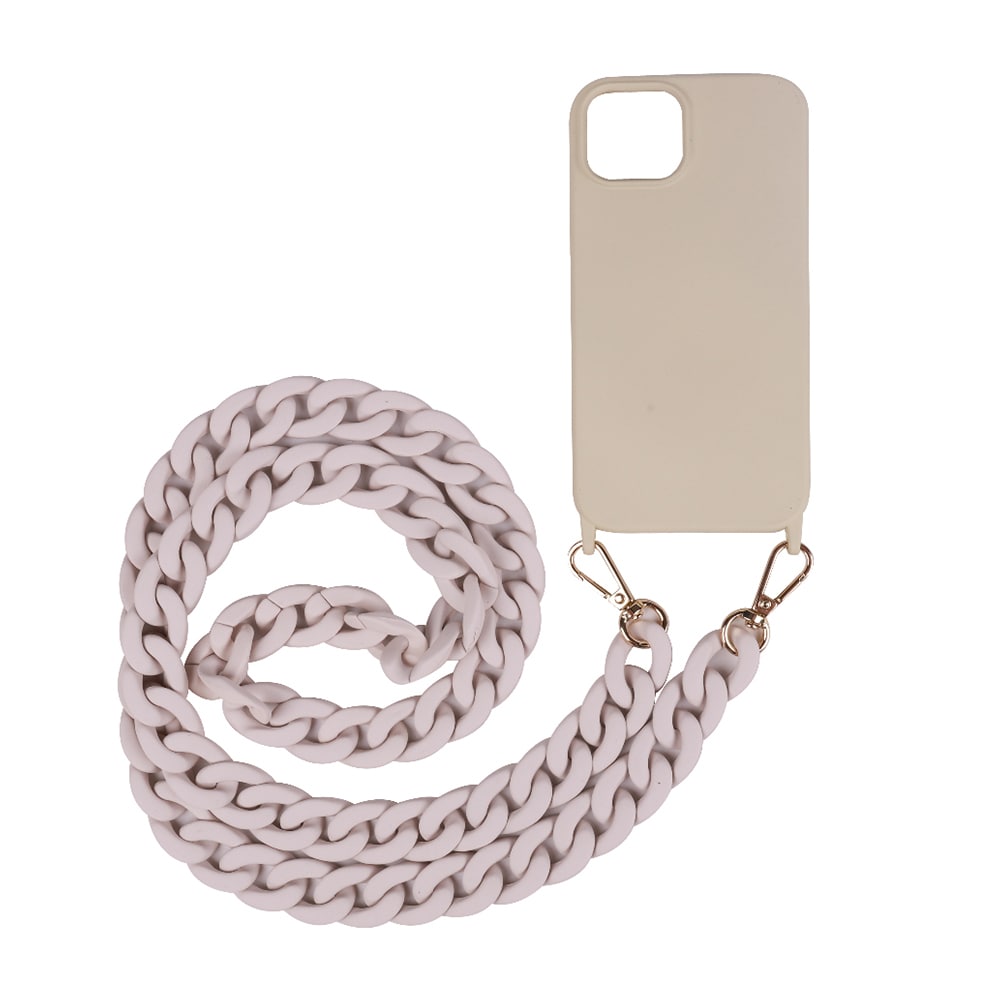 Mobiletui med bærestrop til iPhone 15 - Beige