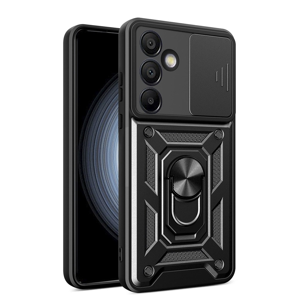 Hybrid Armor Camshield Shell med mobilring og kamerabeskyttelse til Samsung Galaxy A36 - Svart