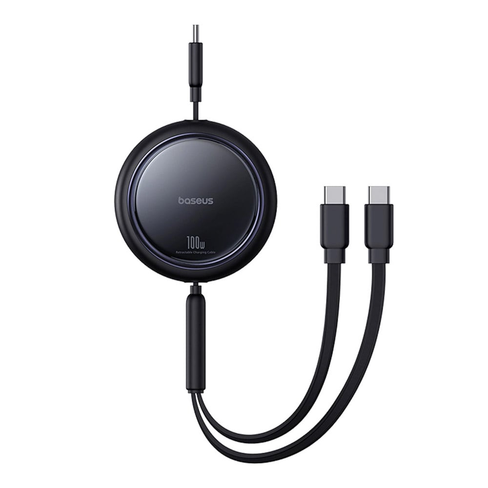 Baseus Bright Mirror Series 2in1 USB-C-kabel med udtrækkeligt kabel 100W 1m - Svart