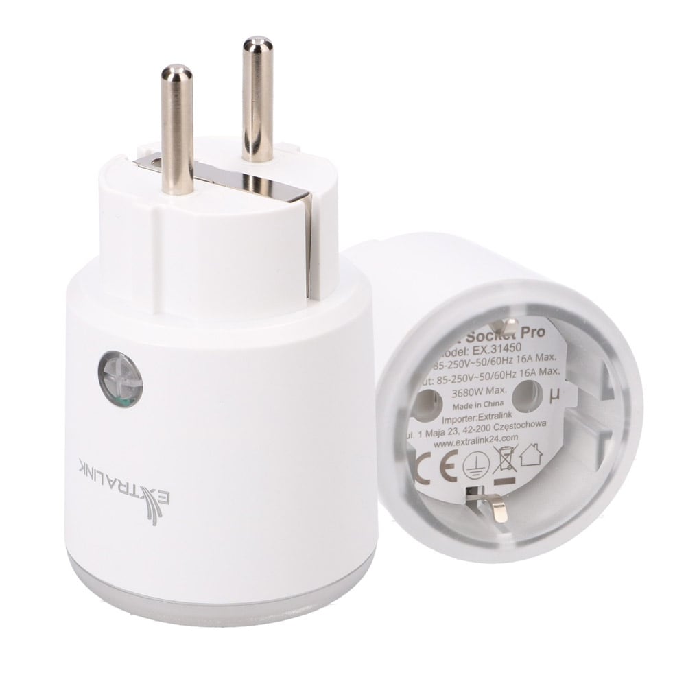 Smart plug med Zigbee, energimåling og stemmestyring, 16A, kompatibel med HomeKit og Tuya