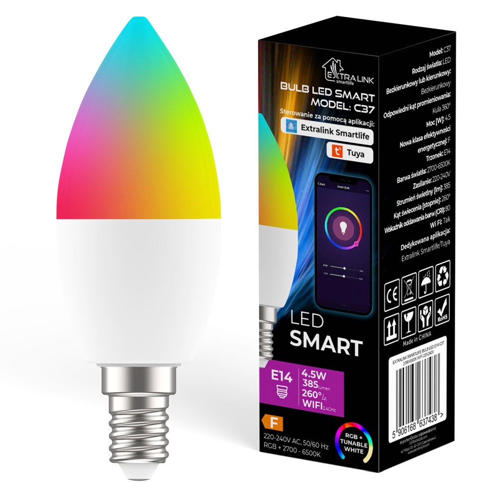 Extralink Smart Life LED-lampe E14 C37 - RGB - WiFi - 2700-6500K - 5W