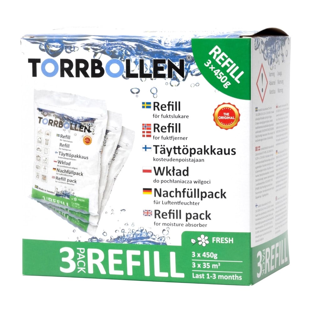 Torrbollen Refill 3-pak med duft, 3 × 450 g ikke-vævede poser