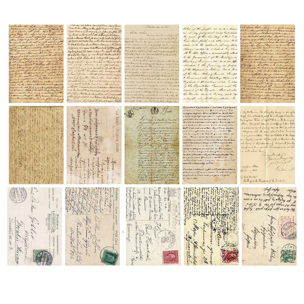 Scrapbookingpapir Håndskrevne bogstaver - 30 ark med vintage-bogstaver