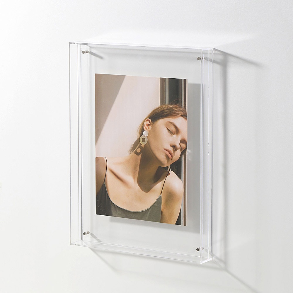 Fritstående plexiglasramme i transparent akryl til små fotos - 15x19cm