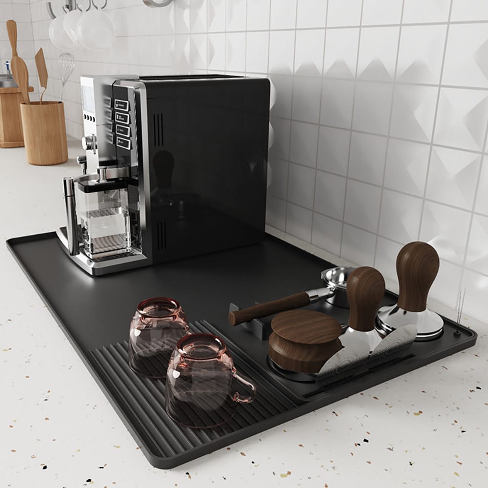 Silikonemåtte til espressomaskine og baristatilbehør 60x40cm - Svart