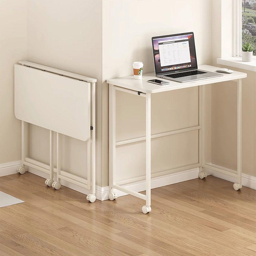 Klapbord med hjul og foldeplade 60x40cm - Hvid