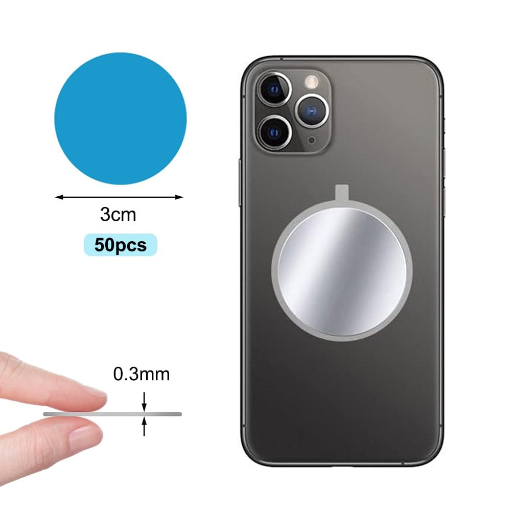 Magnetisk plade med selvklæbende bagside - Ø30 mm, 0,3 mm tykkelse, 50-pak