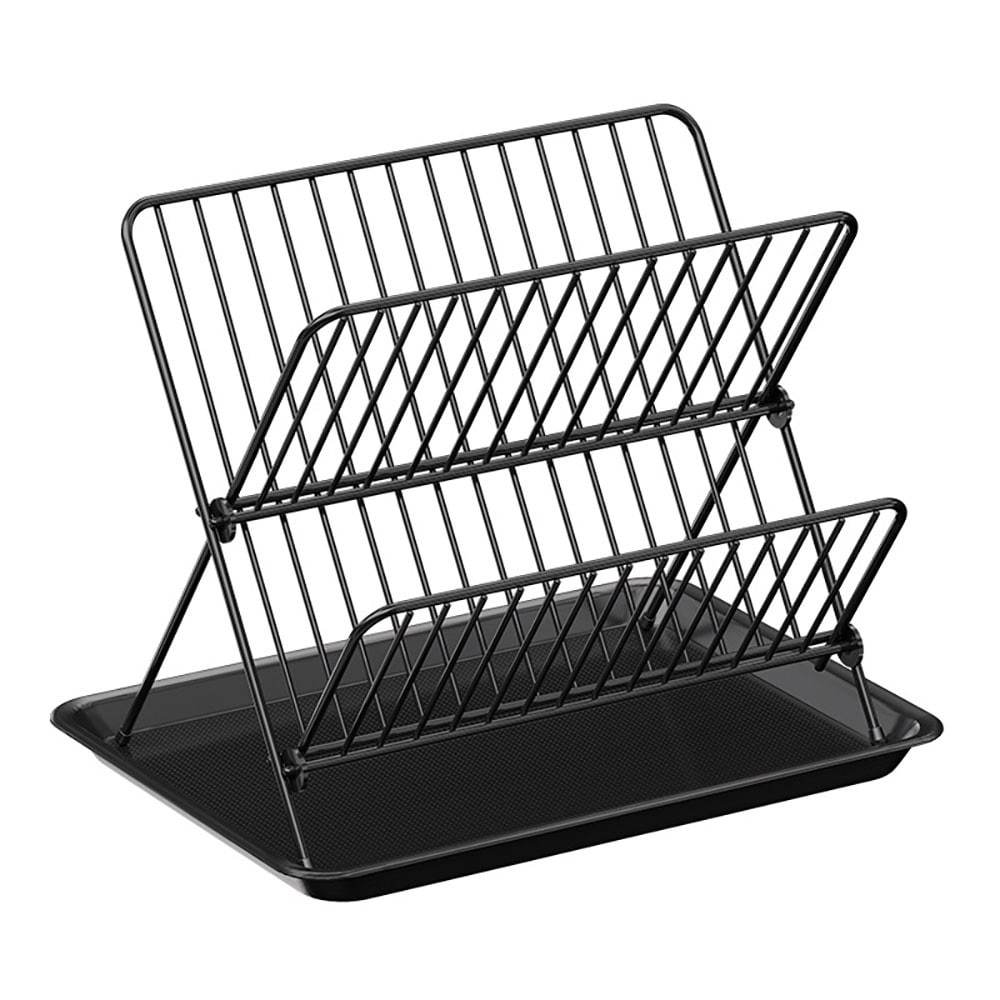Opvaskestativ 32 x 21 x 26,5 cm - svart metal med to niveauer