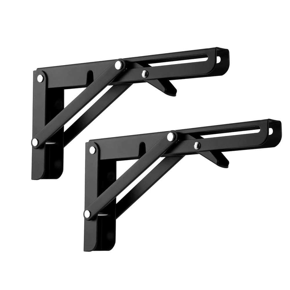 Foldbart beslag 450 x 170 mm - svart metal til vægmontering