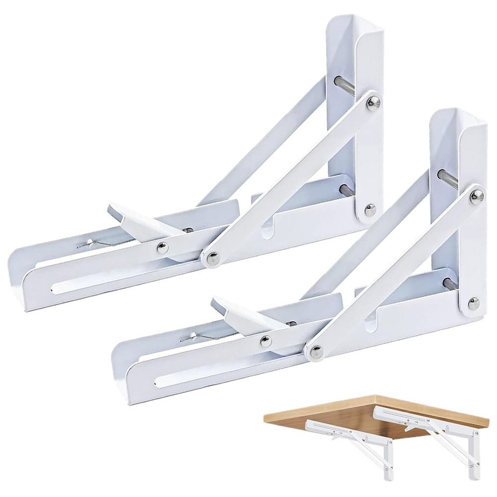 Foldbart beslag 250 x 115 mm - hvidt metal til vægmontering