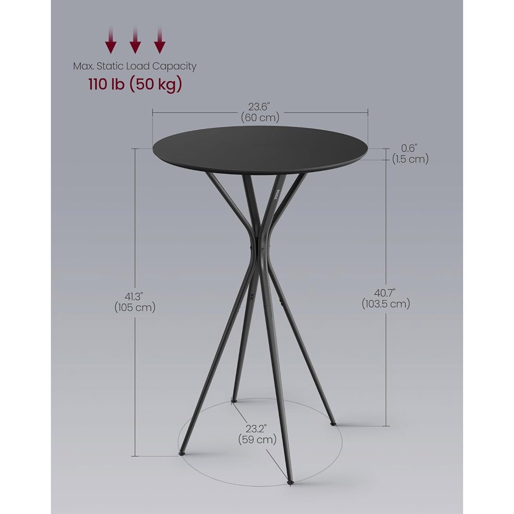 Rundt barbord med metalstel og X-formede ben - Sort