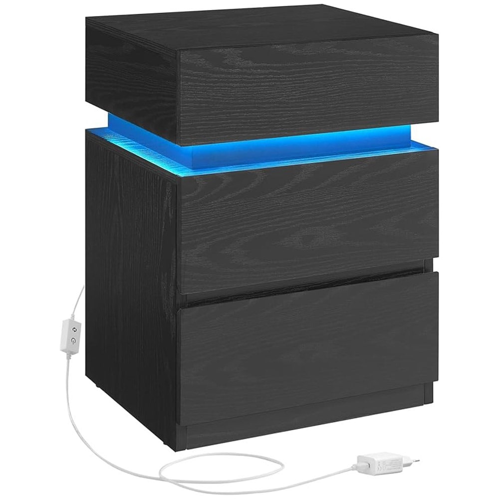 Sengebord med RGB-belysning 35x40x55cm - Svart