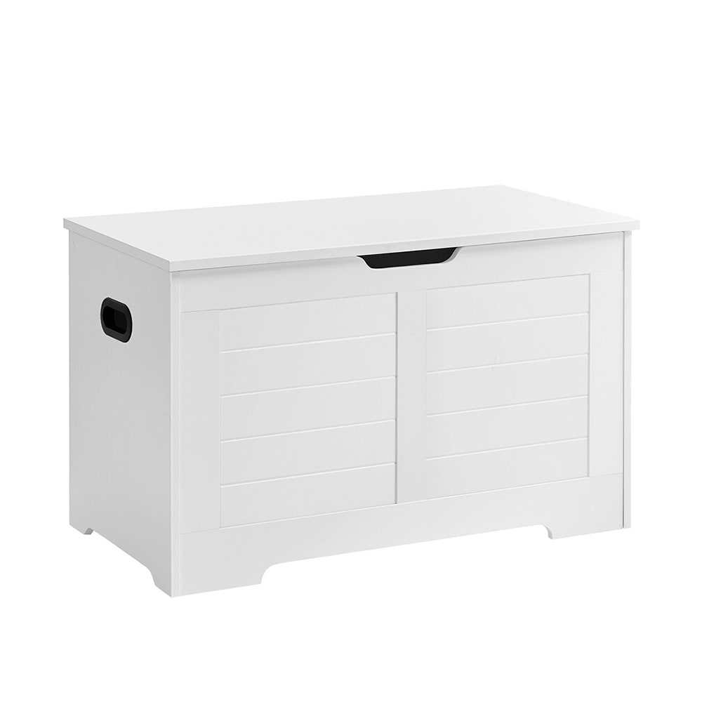 Hvid opbevaringskiste i træ - 100 × 40 × 46 cm med låg og bærehåndtag