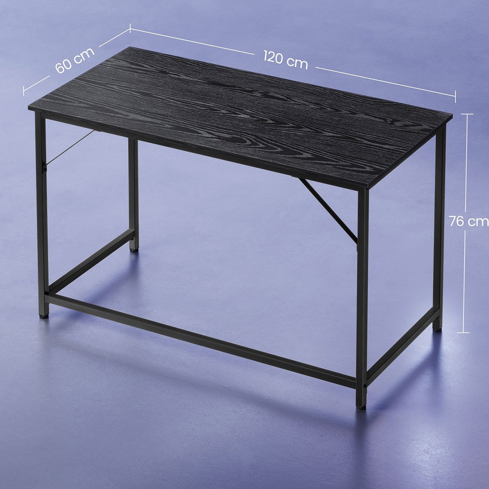 Stabilt skrivebord i Sort med metalramme - 120 x 60 x 75 cm