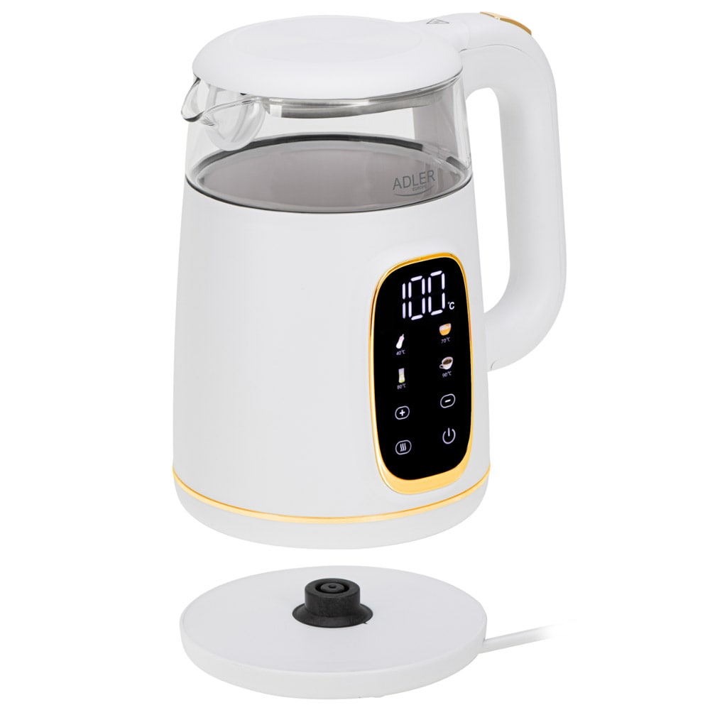 LED-kedel med temperaturkontrol 1,7L - Hvid