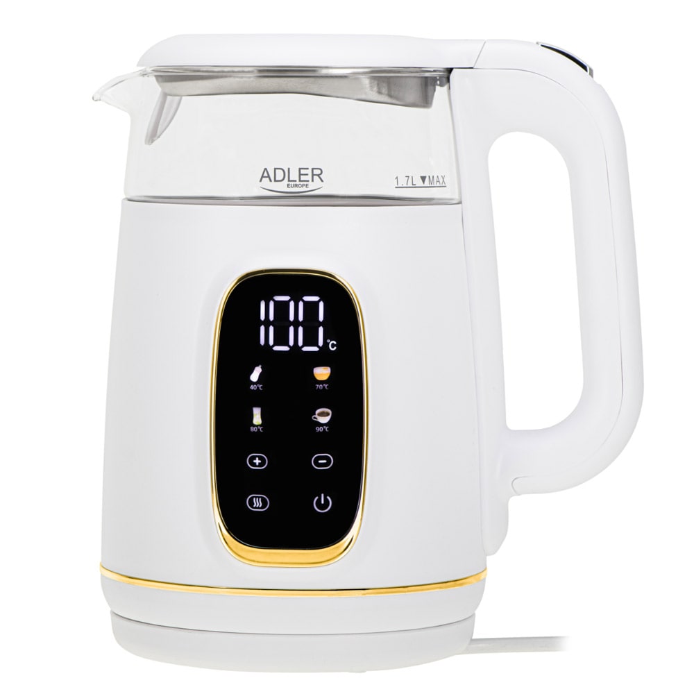 LED-kedel med temperaturkontrol 1,7L - Hvid