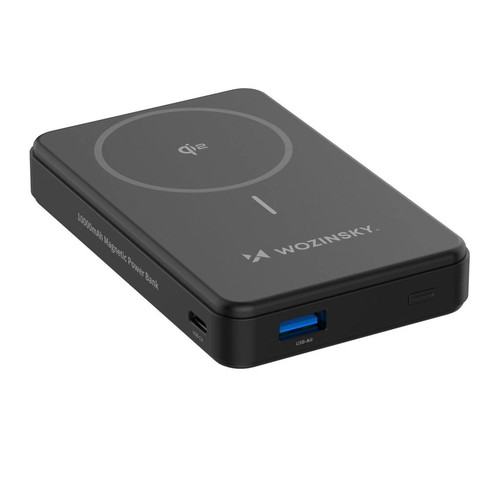 10000mAh powerbank med 22,5W hurtigopladning, Qi2 trådløs opladning og indbygget stander