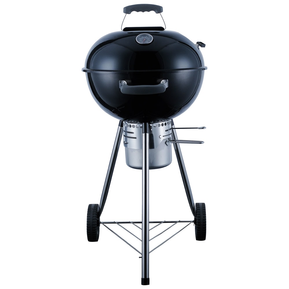 Kulgrill med termometer, emaljeret låg og stor grillflade på 47 cm