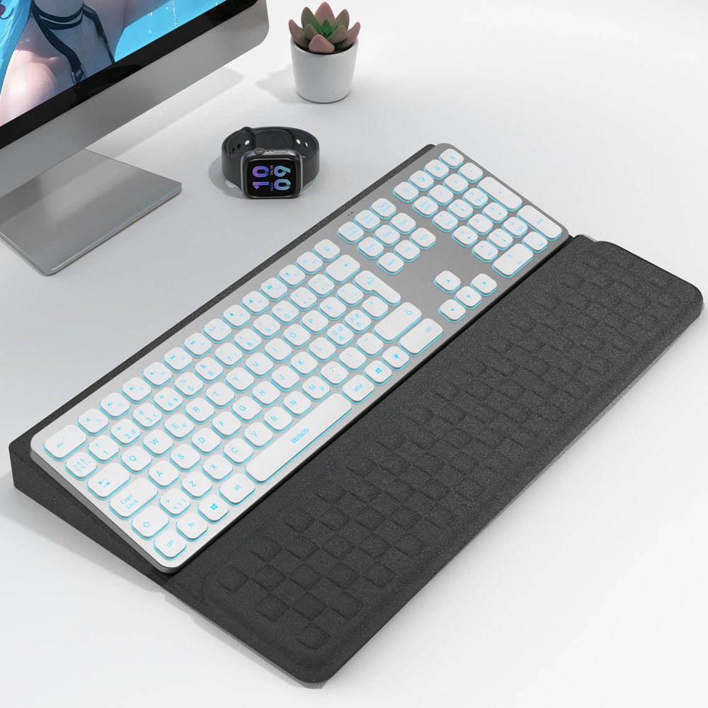 Ergonomisk håndledsstøtte med tastaturstativ - med memory foam og gel