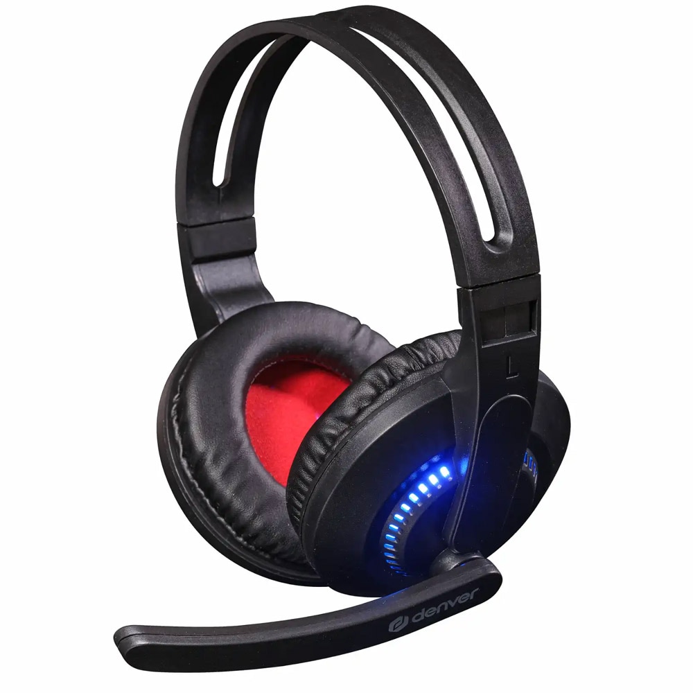 Denver GHS-101 Kabelforbundet gaming-headset med USB, 3,5 mm-stik og LED-lys