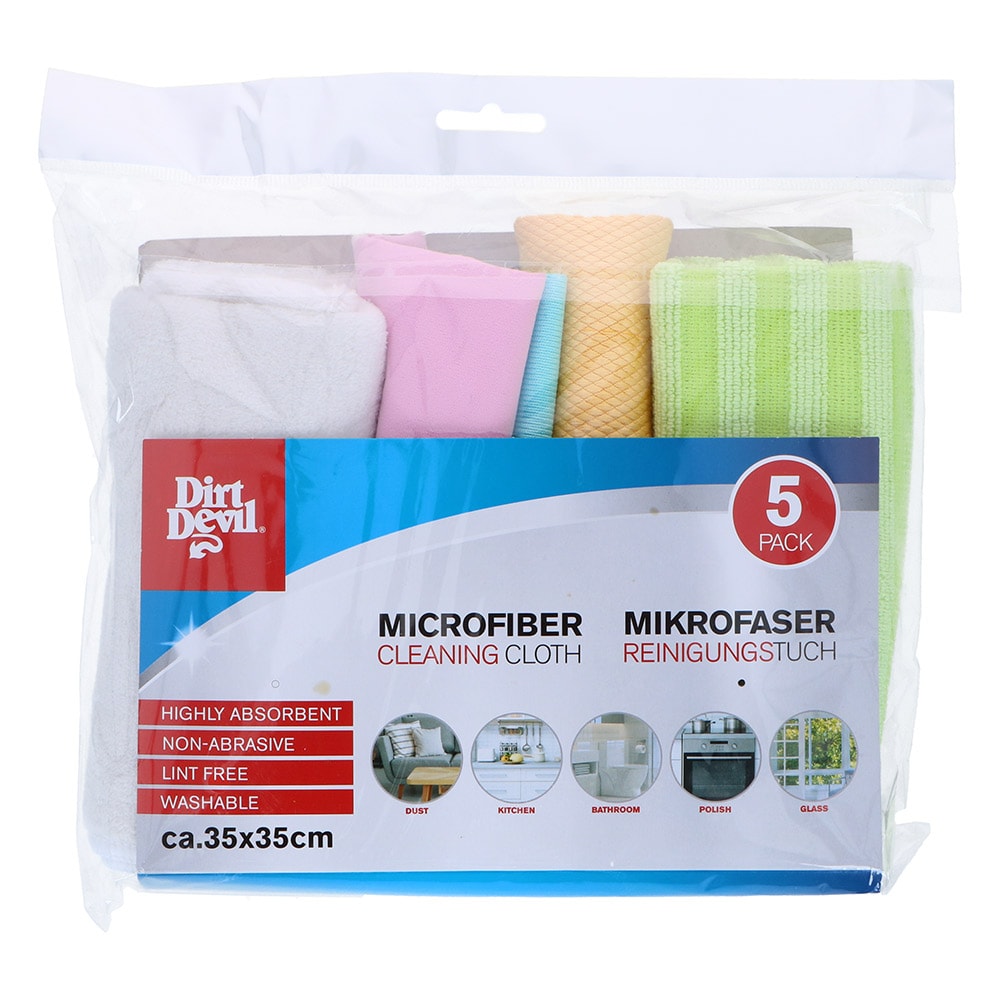 Mikrofiberklude 35 x 35 cm i 5-pak - vaskbart og fnugfrit design