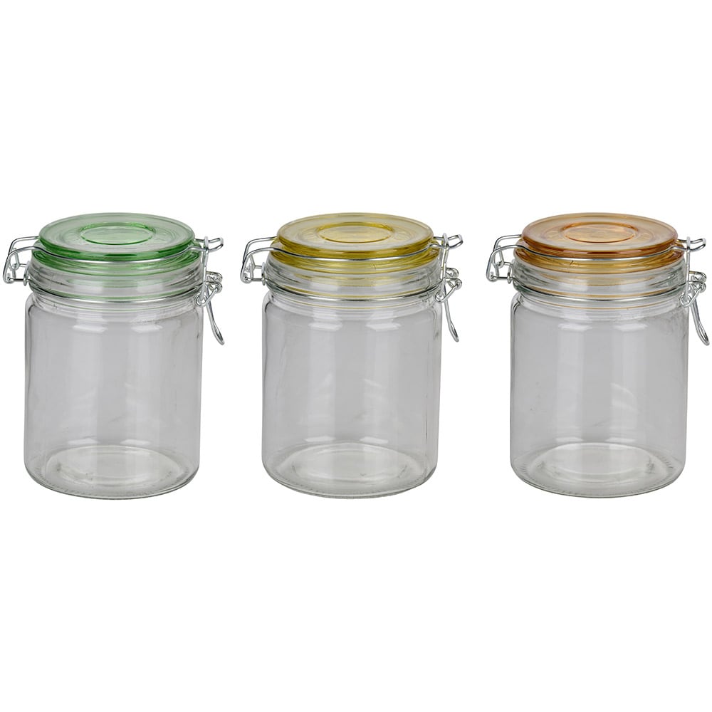 Opbevaringsglas af glas med snap-on-låg, 700 ml - 3-pak