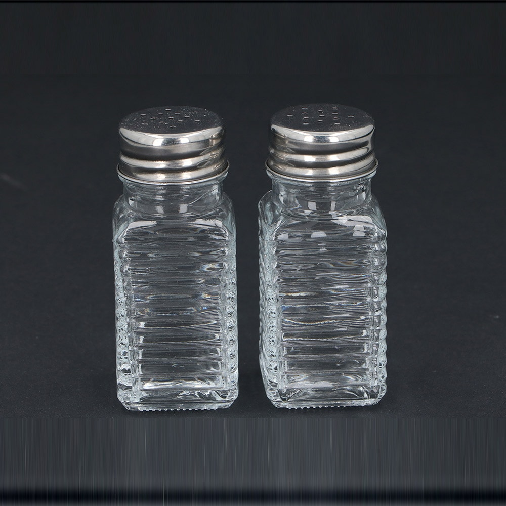 Salt- og peberbøsser i glas, 2-pak, 4x4x9 cm