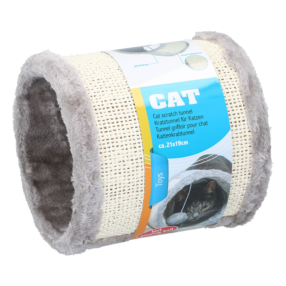 Kattelegetunnel 21x19 cm med kradsefunktion og blødt plys