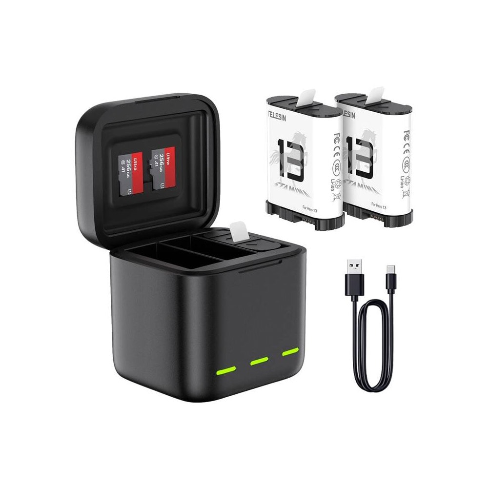 Telesin batterioplader til GoPro Hero 13 Black med tre kanaler