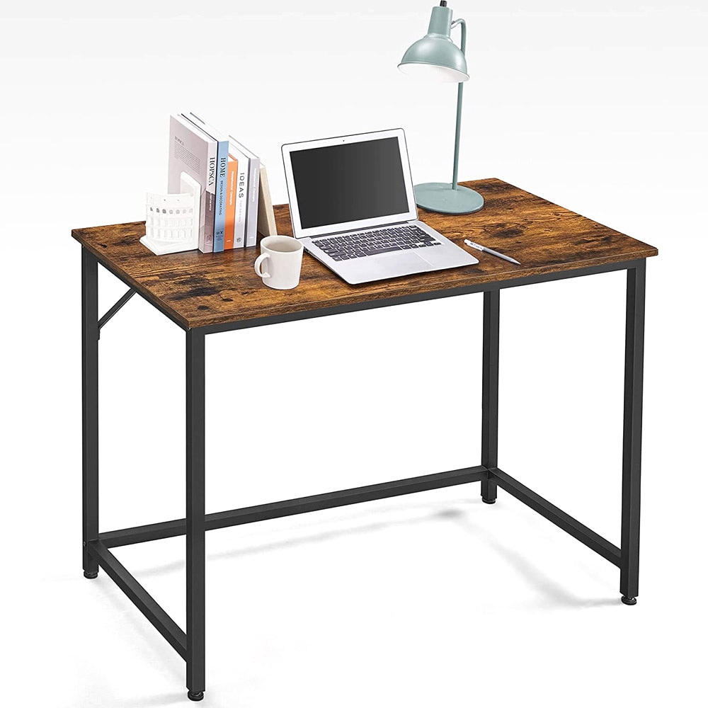 Skrivebord med metalramme - 100 x 50 x 76 cm - rustik brun/svart