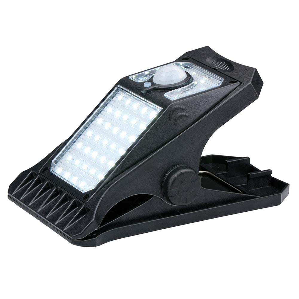 LED-lys med klemme og solcelleopladning