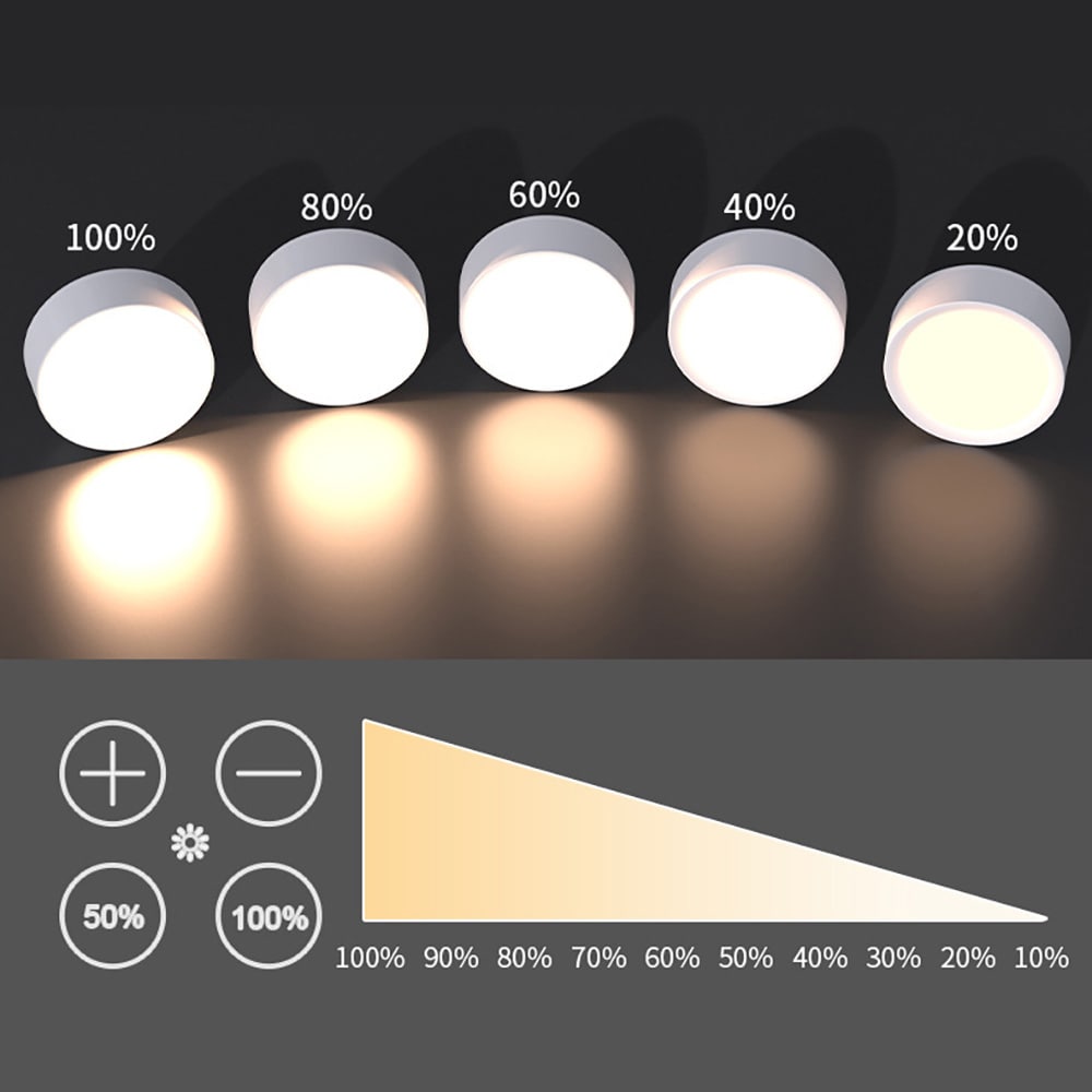 Trådløse LED-spotlights, 6-pak / pucklamper med fjernbetjening / dæmpbar skabsbelysning