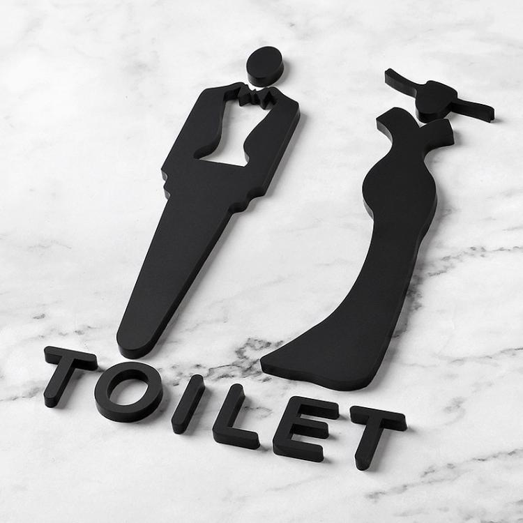 Selvklæbende WC-skilt 20 × 12 cm – Sort