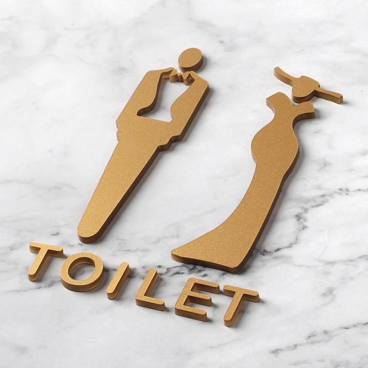 Selvklæbende WC-skilt 20x12cm - Guld