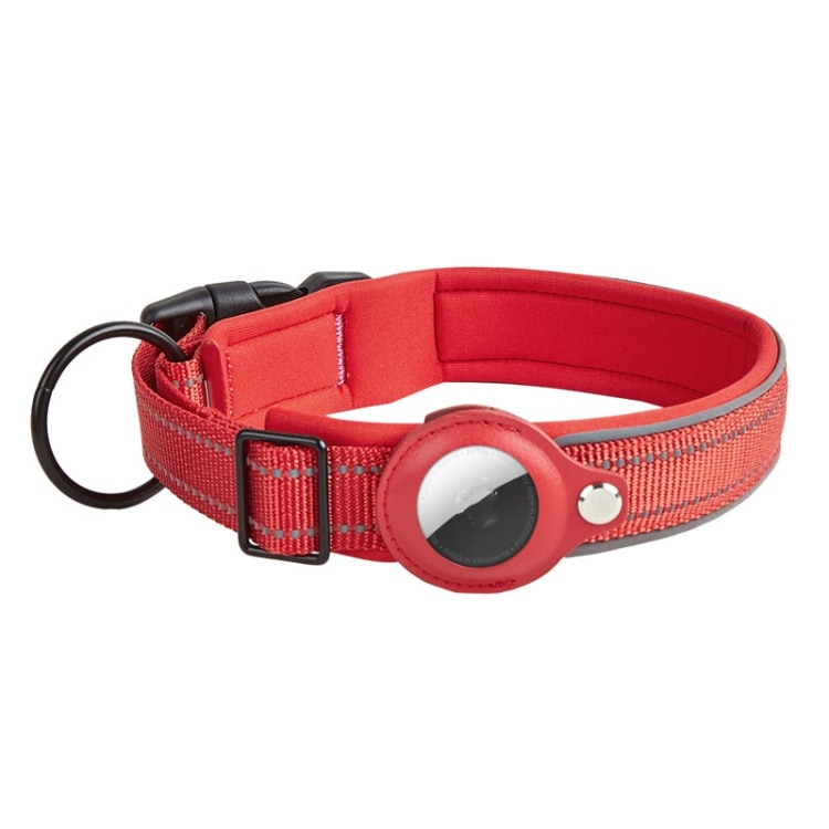 Hundehalsbånd med Apple AirTag-lomme XL - Rød