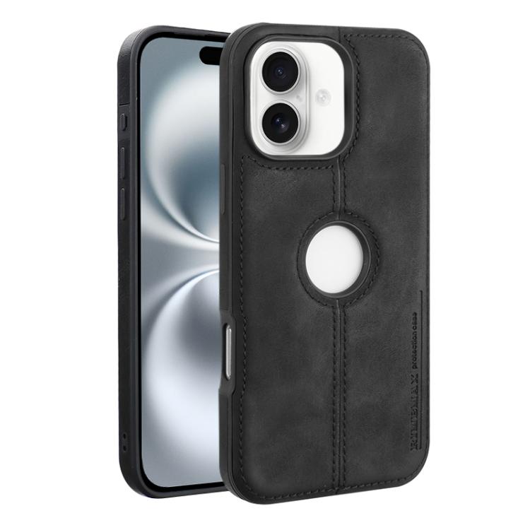 Kunstlæderskal til iPhone 16 Plus - Svart
