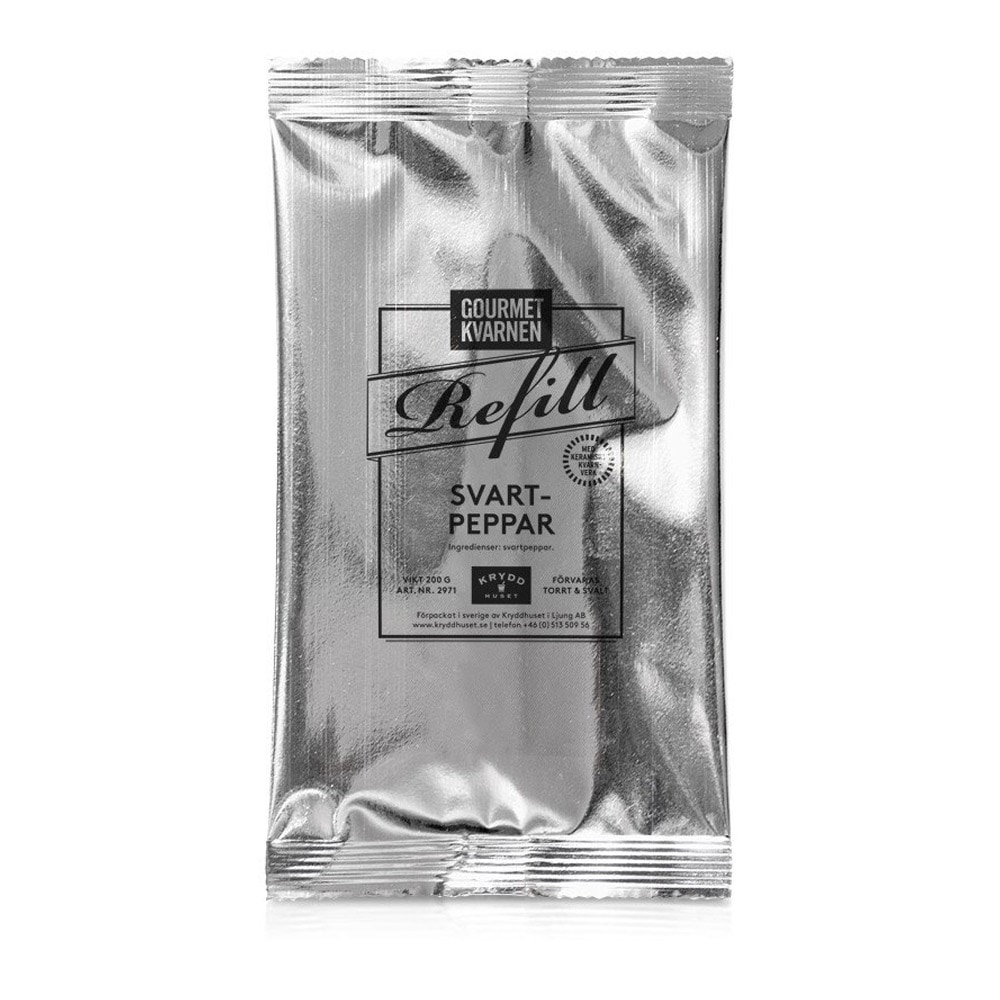 Gourmet Mill Refill Sort peber 200g