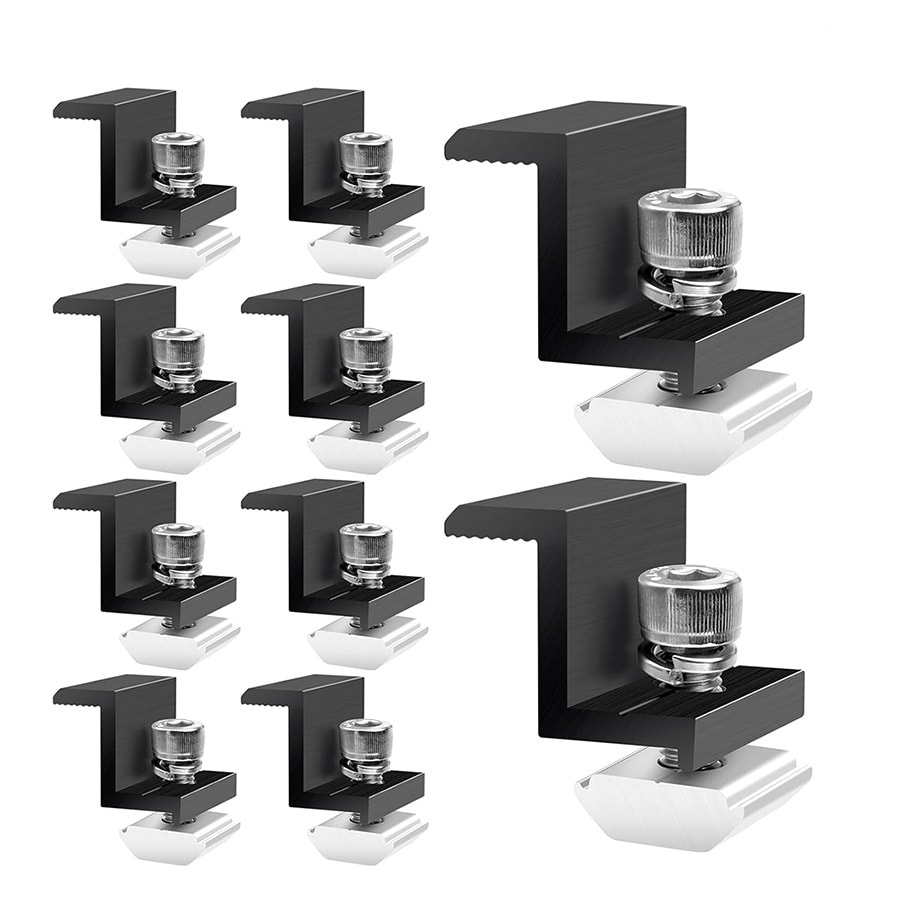 Endeklemme i aluminium - 30 mm beslag til solpaneler, 10-pak