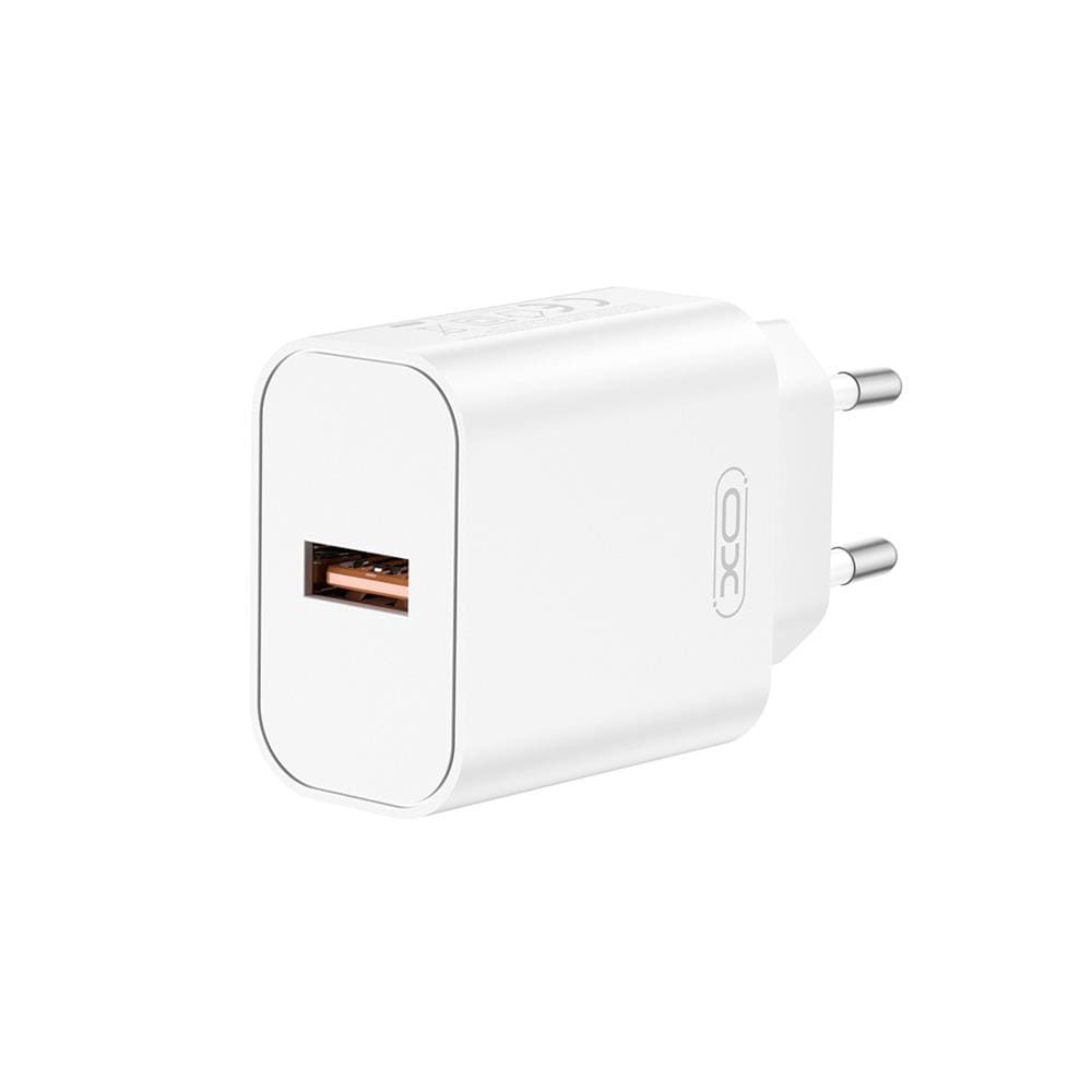 XO USB-oplader med QC 18W - kompakt hurtigoplader med USB-A