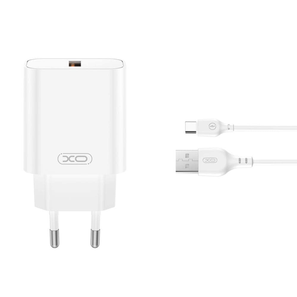 XO USB-oplader med USB QC 18W + USB til MicroUSB